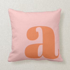 Modern Monogram Initial Letter Pastel Pink Orange Throw Pillow