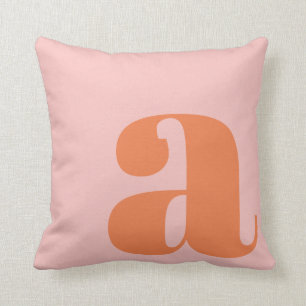 Modern Monogram Initial Letter Pastel Pink Orange Throw Pillow