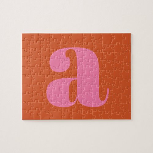 Modern Monogram Initial Letter Pink and Orange Jigsaw Puzzle