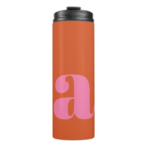 Modern Monogram Initial Letter Pink and Orange  Thermal Tumbler