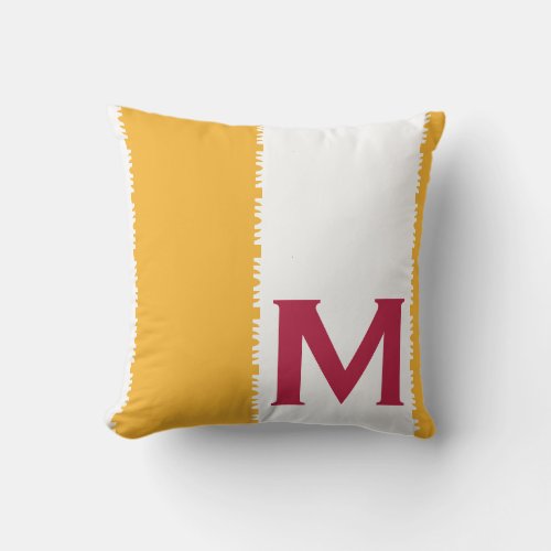 Modern Monogram Initial Letter Pink and Yellow Throw Pillow