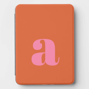 Modern Monogram Initial Letter Pink Burnt Orange Kindle Cover