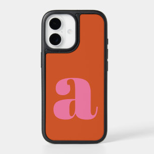 Modern Monogram Initial Letter Pink Burnt Orange iPhone 17 Case