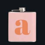 Modern Monogram Initial Letter Pink Orange Wedding Flask<br><div class="desc">Personalized Modern Monogram Initial Letter Pink Orange Wedding Flask</div>