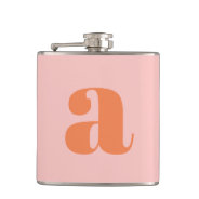 Modern Monogram Initial Letter Pink Orange Wedding Flask at Zazzle