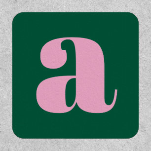 Modern Monogram Initial Letter Preppy Pink Green Patch