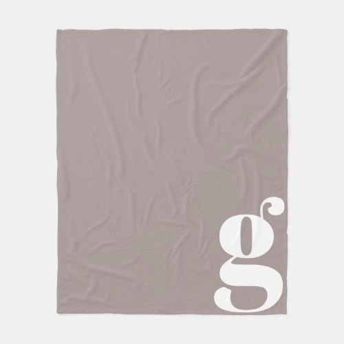 Modern Monogram Initial Letter Rustic Taupe Fleece Blanket