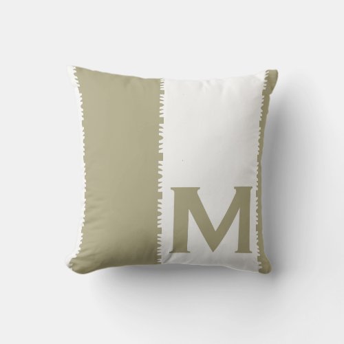 Modern Monogram Initial Letter Sage Green Throw Pillow