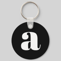 Modern Monogram Initial Letter Simple Black White Keychain