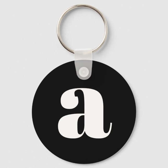 Modern Monogram Initial Letter Simple Black White Keychain (Front)
