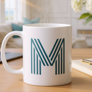 Modern Monogram Initial Letter Stylish Teal Green  Coffee Mug