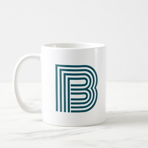 Modern Monogram Initial Letter Stylish Teal Green Coffee Mug