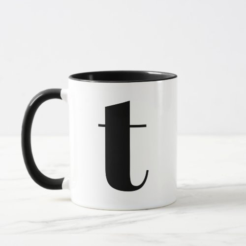 Modern Monogram Initial Letter T Black and White Mug
