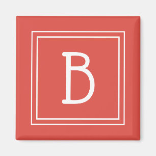 Modern Monogram Initial Letter Template Red White Magnet