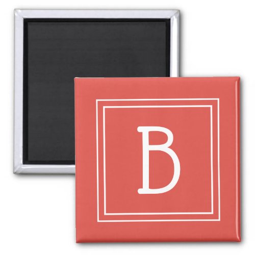 Modern Monogram Initial Letter Template Red White Magnet