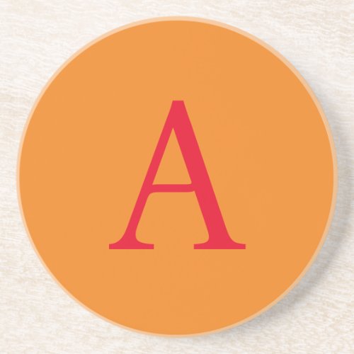 Modern Monogram Initial Letter Trendy Orange Red Coaster
