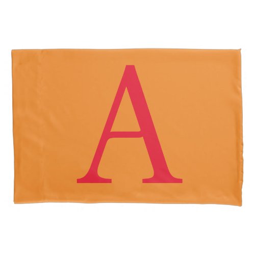 Modern Monogram Initial Letter Trendy Orange Red Pillow Case