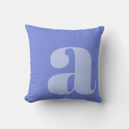 Modern Monogram Initial Letter Trendy Periwinkle Throw Pillow