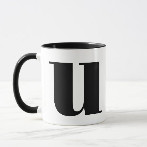 Modern Monogram Initial Letter U Black and White Mug