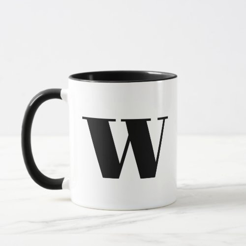 Modern Monogram Initial Letter w Black and White Mug