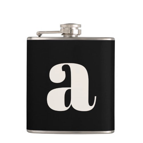 Modern Monogram Initial Letter Wedding Bold Black Flask