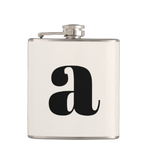 Modern Monogram Initial Letter Wedding Bold White Flask