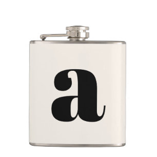 Modern Monogram Initial Letter Wedding Bold White Flask