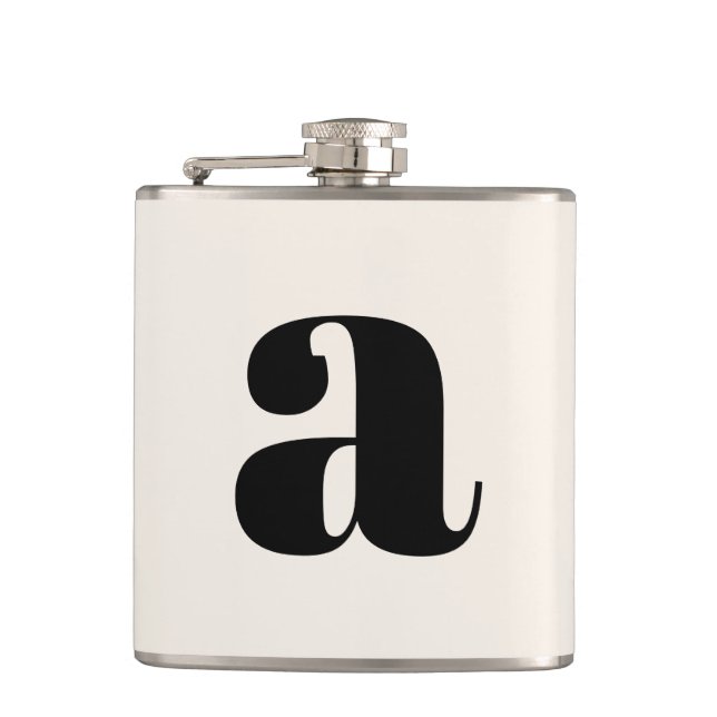 Modern Monogram Initial Letter Wedding Bold White Flask (Front)