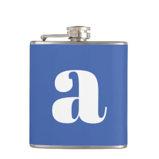 Modern Monogram Initial Letter Wedding Bright Blue Flask