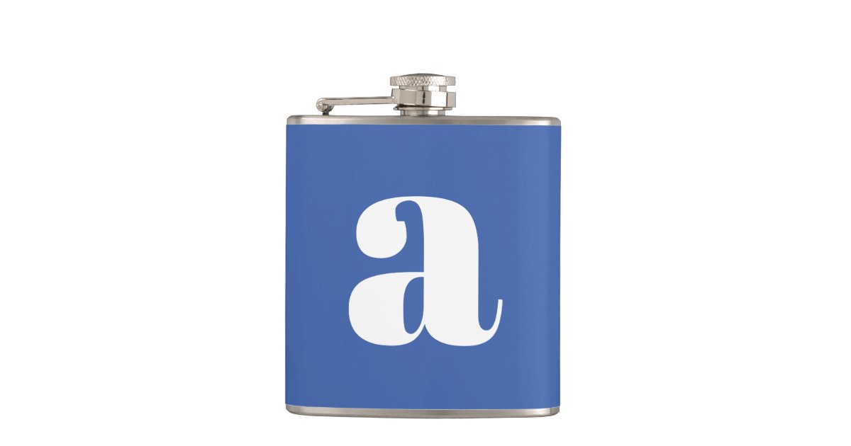 Modern Monogram Initial Letter Wedding Bright Blue Flask | Zazzle