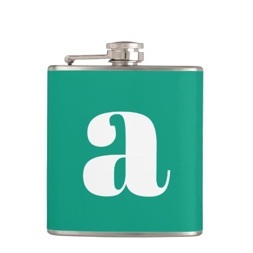Modern Monogram Initial Letter Wedding Green Flask