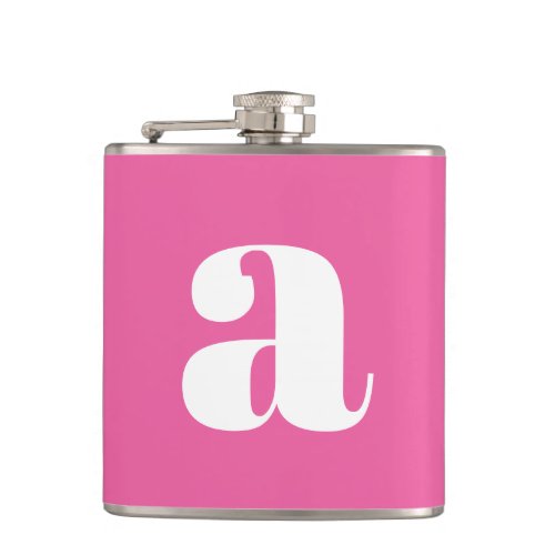 Modern Monogram Initial Letter Wedding Hot Pink Flask