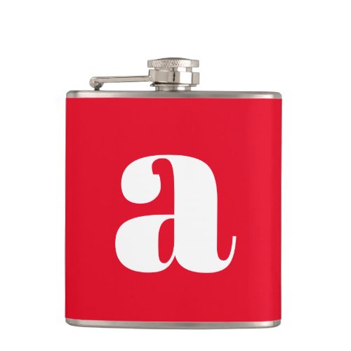Modern Monogram Initial Letter Wedding Red Flask