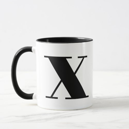 Modern Monogram Initial Letter x Black and White Mug