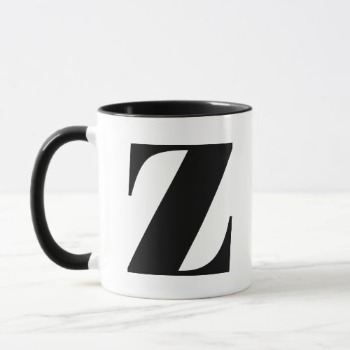 Modern Monogram Initial Letter Z Black and White Mug