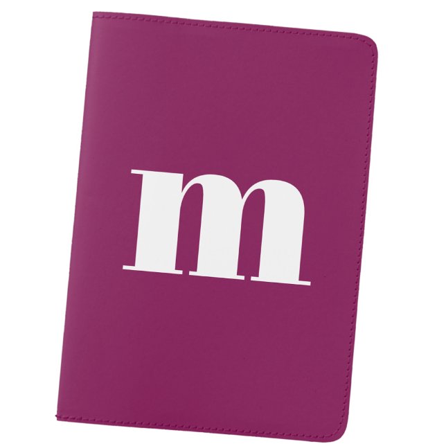 Modern Monogram Initial Lower Case Cherry Pink Passport Holder (Fun modern lower case monogram initial personalized passport holder cover cherry pink)