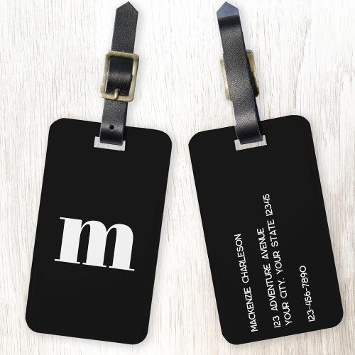 Modern Monogram Initial Luggage Tag