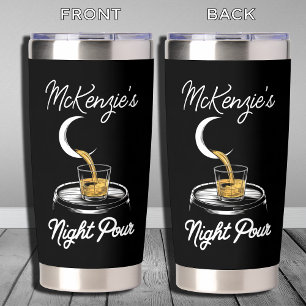 Modern Monogram Initial Name Crescent Moon Pouring Insulated Tumbler