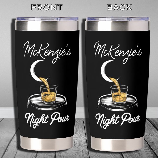 Modern Monogram Initial Name Crescent Moon Pouring Insulated Tumbler (Creator Uploaded)