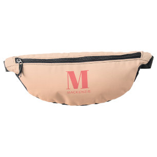 Modern Monogram Initial Name Peach Gradient Fanny Pack