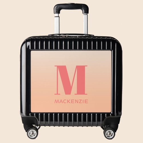 Modern Monogram Initial Name Peach Gradient Luggage