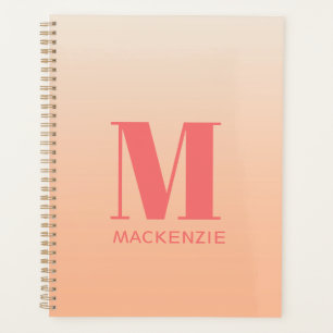 Modern Monogram Initial Name Peach Gradient Planner