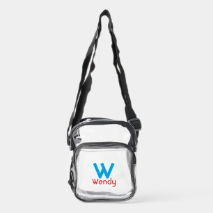 Modern Monogram Initial Name Personalized  Clear Crossbody Bag