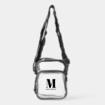 Modern Monogram Initial Name Personalized Clear Crossbody Bag<br><div class="desc">Featuring a minimalist classic and bold serif font monogram initial along with your name,  this design adds a refined,  personalized touch to elevate your day. Customize with your own name initial for a beautifully tailored look. Original art by Nic Squirrell.</div>