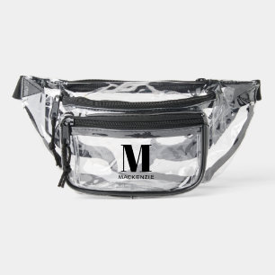 Modern Monogram Initial Name Personalized Clear Fanny Pack