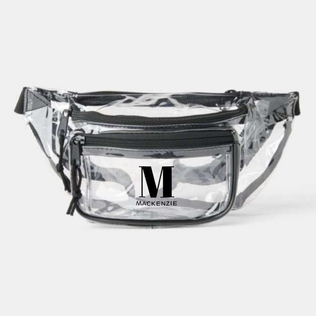 Modern Monogram Initial Name Personalized Clear Fanny Pack (Front)