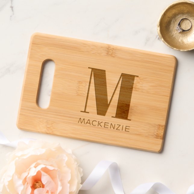 Modern Monogram Initial Name Personalized Cutting Board