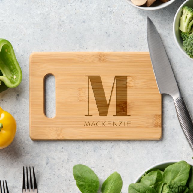 Modern Monogram Initial Name Personalized Cutting Board