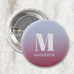 Modern Monogram Initial Name Pink Blue Gradient Button<br><div class="desc">Modern typography minimalist monogram initial name design which can be changed to personalize.  White on a pink to blue gradient background.</div>