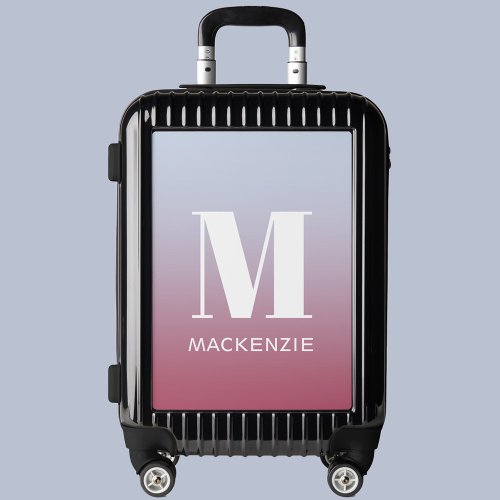 Modern Monogram Initial Name Pink Blue Gradient Luggage